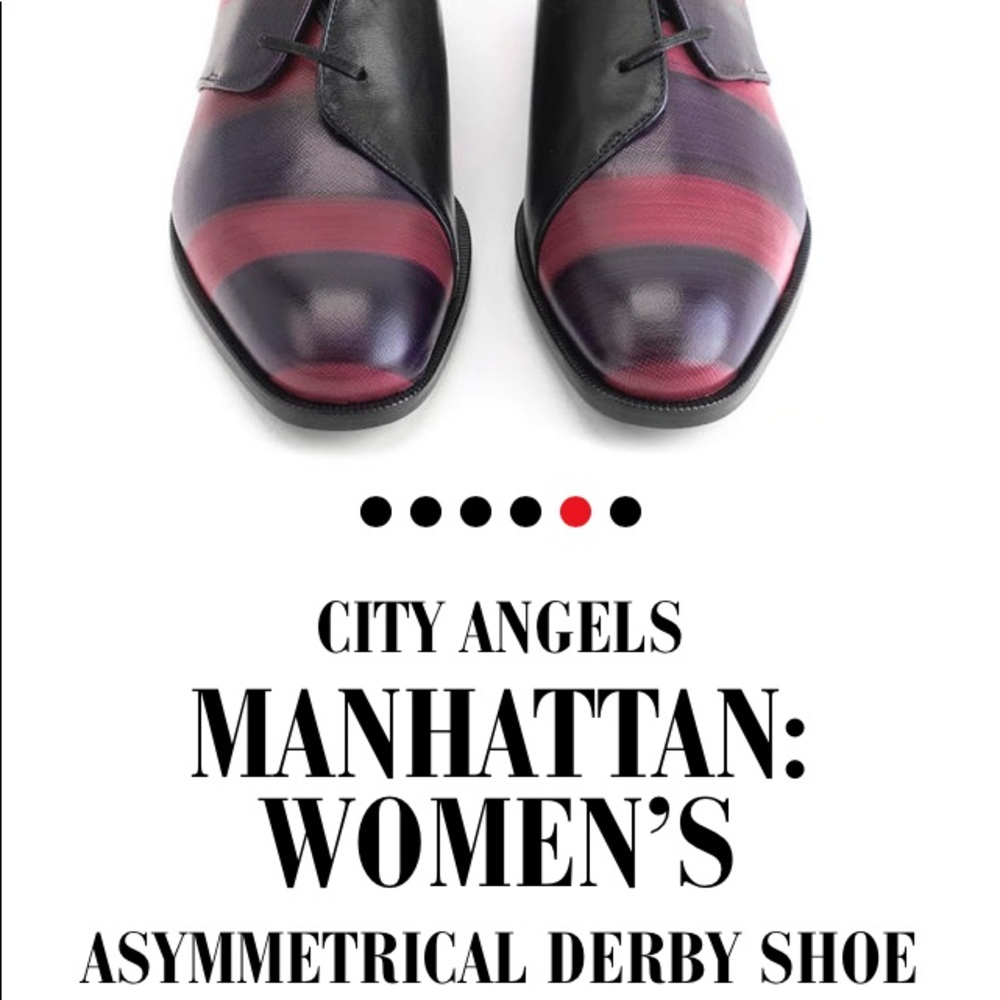 Fluevog Manhattan striped asymmetrical Derby’s